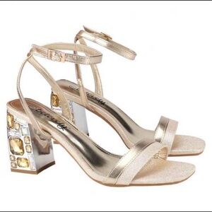 Elegant Gold Block Heel Sandals